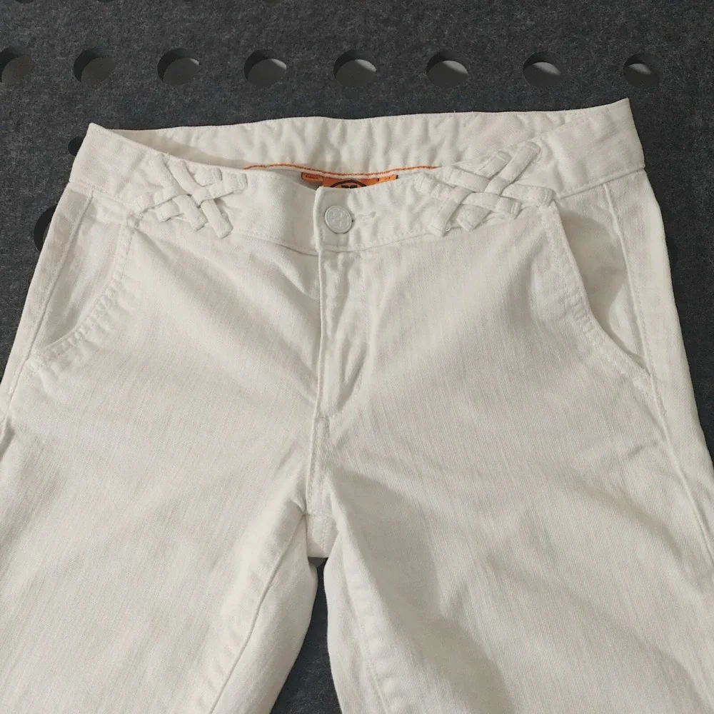 Tory Burch White‎ Skinny Jeans Womens 27 Braided Waist Detail Stretch Denim Slim
